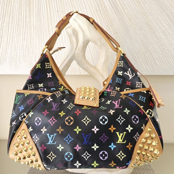 RARE Authentic Louis Vuitton Black Monogram Multicolor Chrissie MM Shoulder Bag - Picture 2 of 16